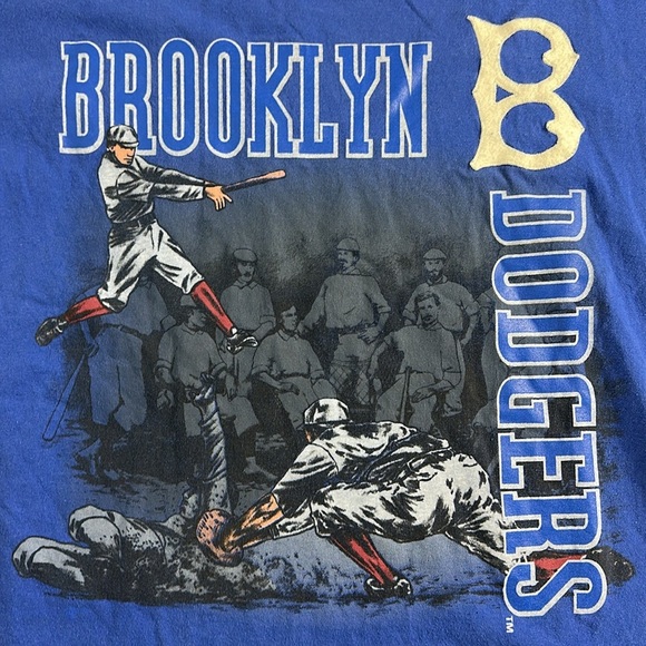 Brooklyn Dodgers MLB Vintage 90s Nutmeg Mills Blue Graphic T-Shirt - Size XL - Picture 4 of 8